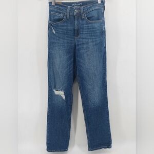 Ariat Women's Distressed Ultra High Rise Straight Leg Jeans - Dark Blue Sz 26R
